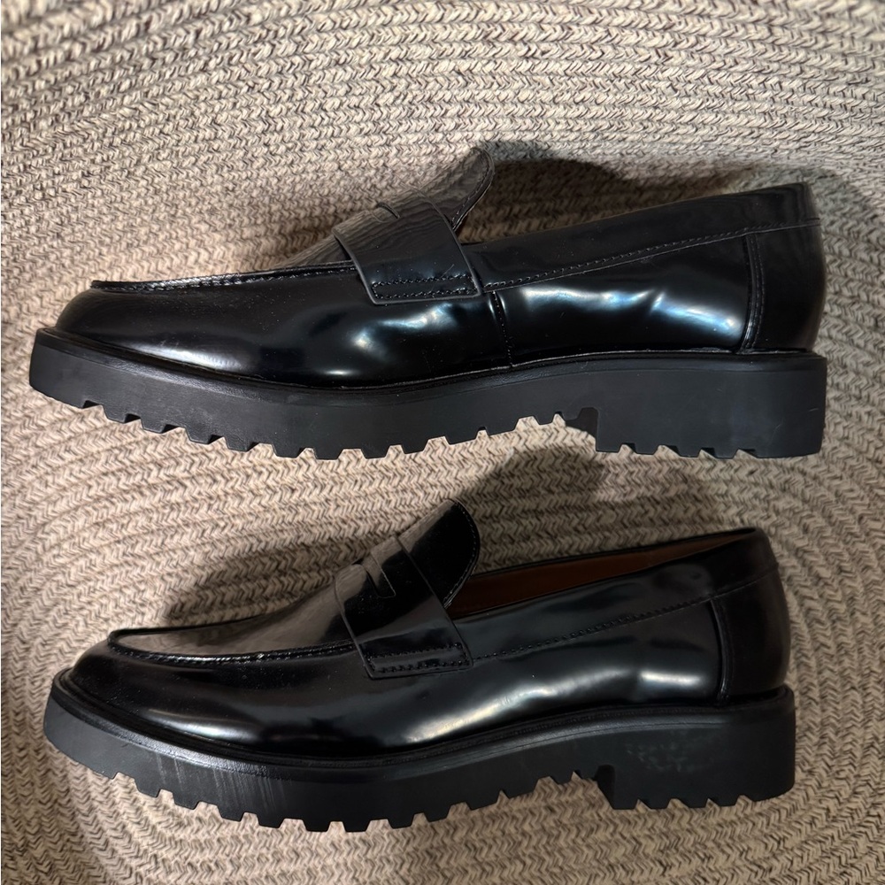 Chunky Black Loafers for Women